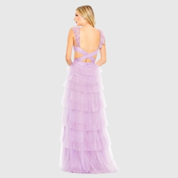 MAC DUGGAL 50670 NWT Ruffle Tiered Tulle Cut Out Gown - Picture 3 of 9